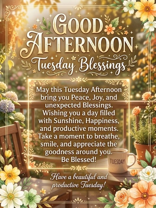 Good Afternoon Tuesday Blessings Quotes