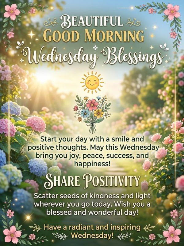 Beautiful Good Morning Wednesday Blessings Share Positivity