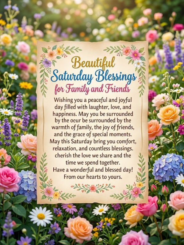 Beautiful Saturday Blessings for Family and Friends 