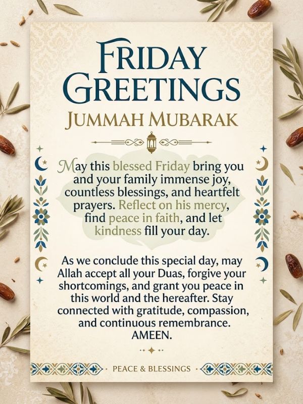 Friday Greetings and Closing Prayers