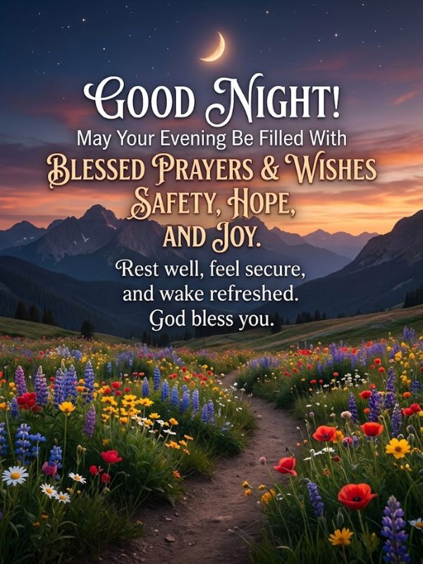 Good Night Blessed Prayers and Wishes, Safety, Hope, and Joy