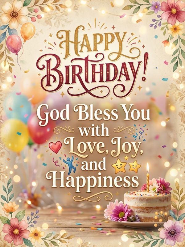 Happy Birthday! God Bless You with Love, Joy, and Happiness