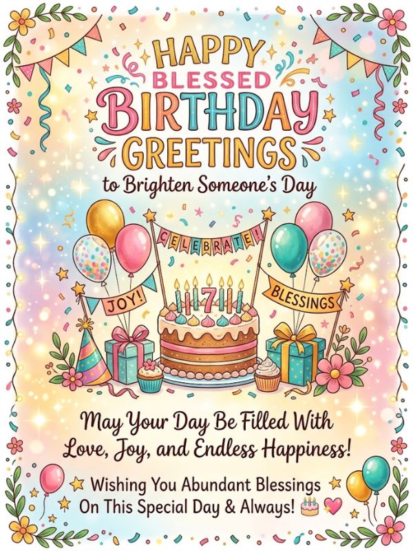 Happy Blessed Birthday Greetings to Brighten Someone's Day