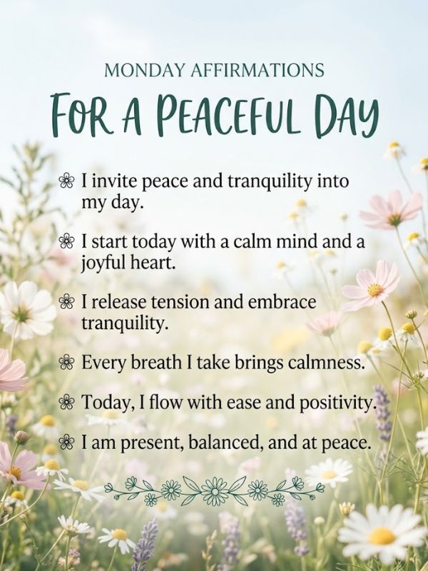 Monday Affirmations for a Peaceful Day