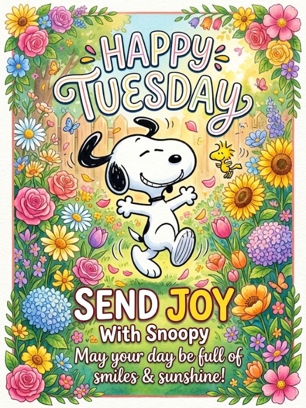 Send Joy with Snoopy Happy Tuesday Greetings