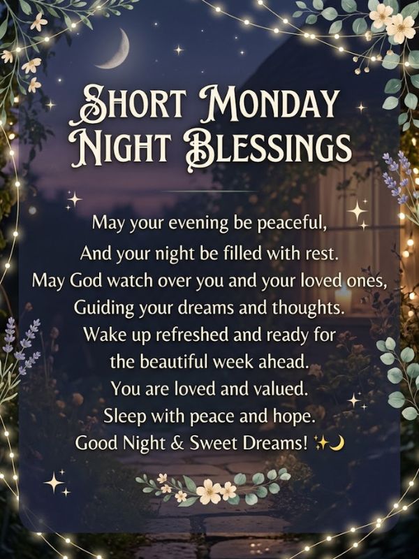 Short Monday Night Blessings
