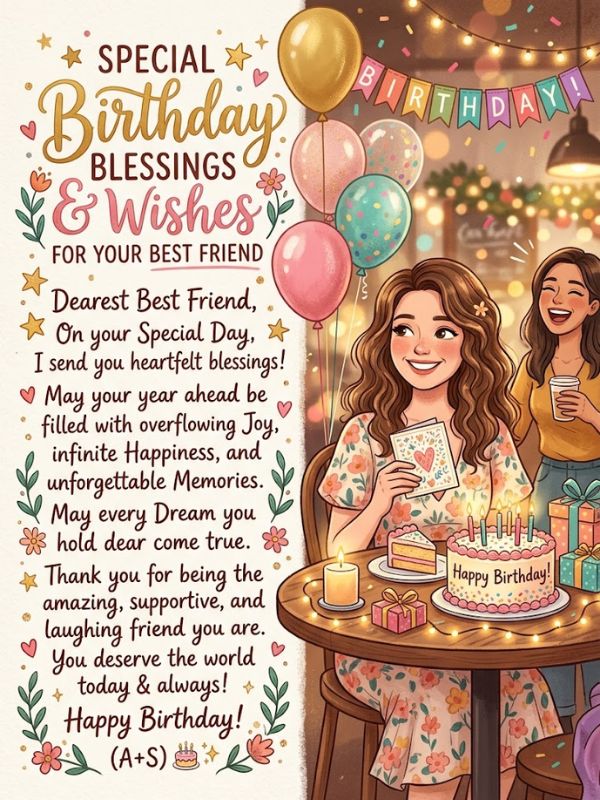 Special Birthday Blessings and Wishes for Your Best Friend