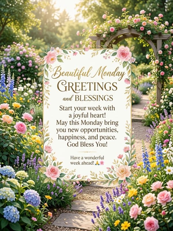 Beautiful Monday Greetings and Blessings