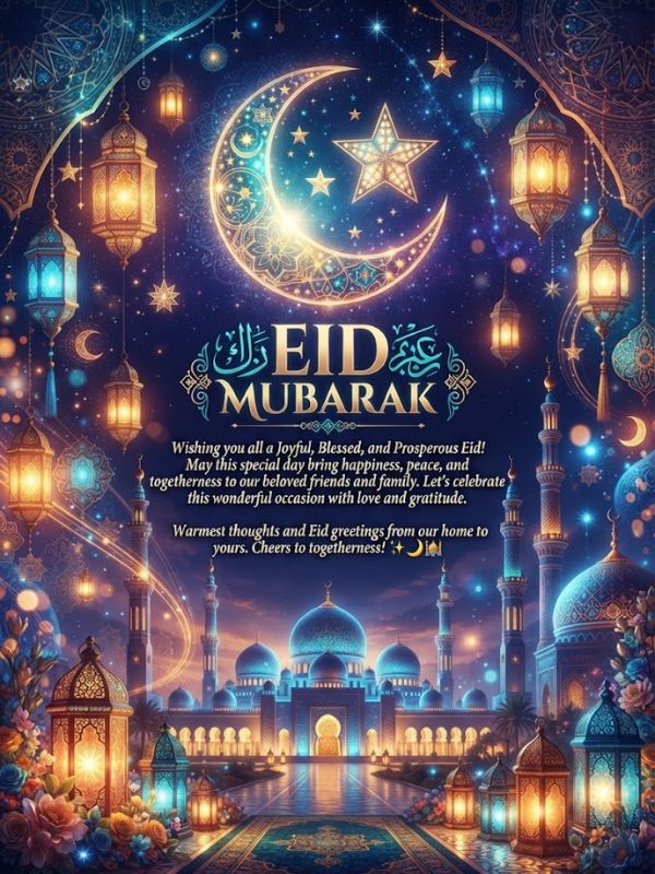 Eid Mubarak Wishes for Friends and Family in English Images and GIF Captions