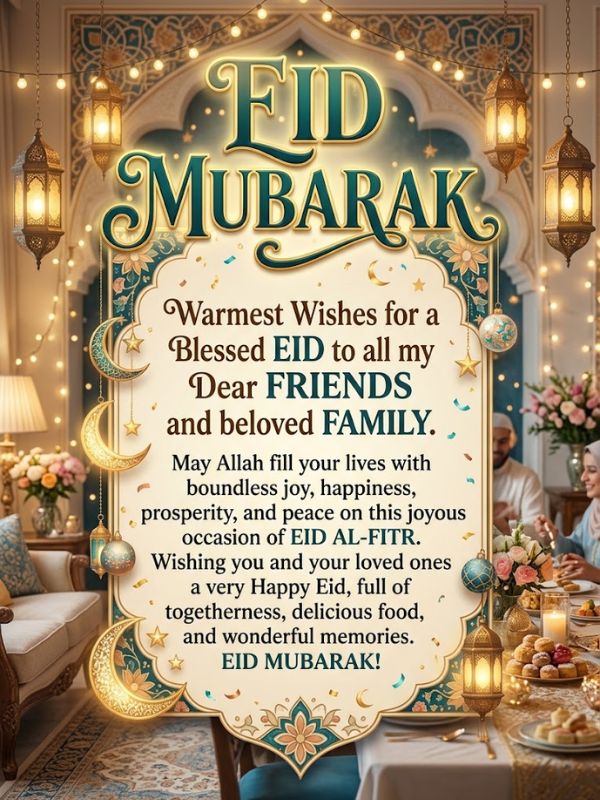 Eid Mubarak Wishes for Friends and Family in English Quotes