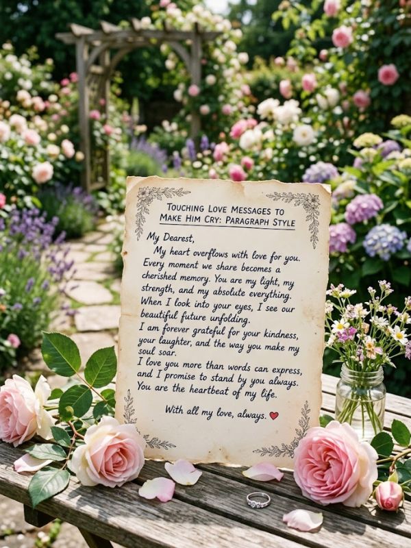 Touching Love Messages to Make Him Cry Paragraph Style